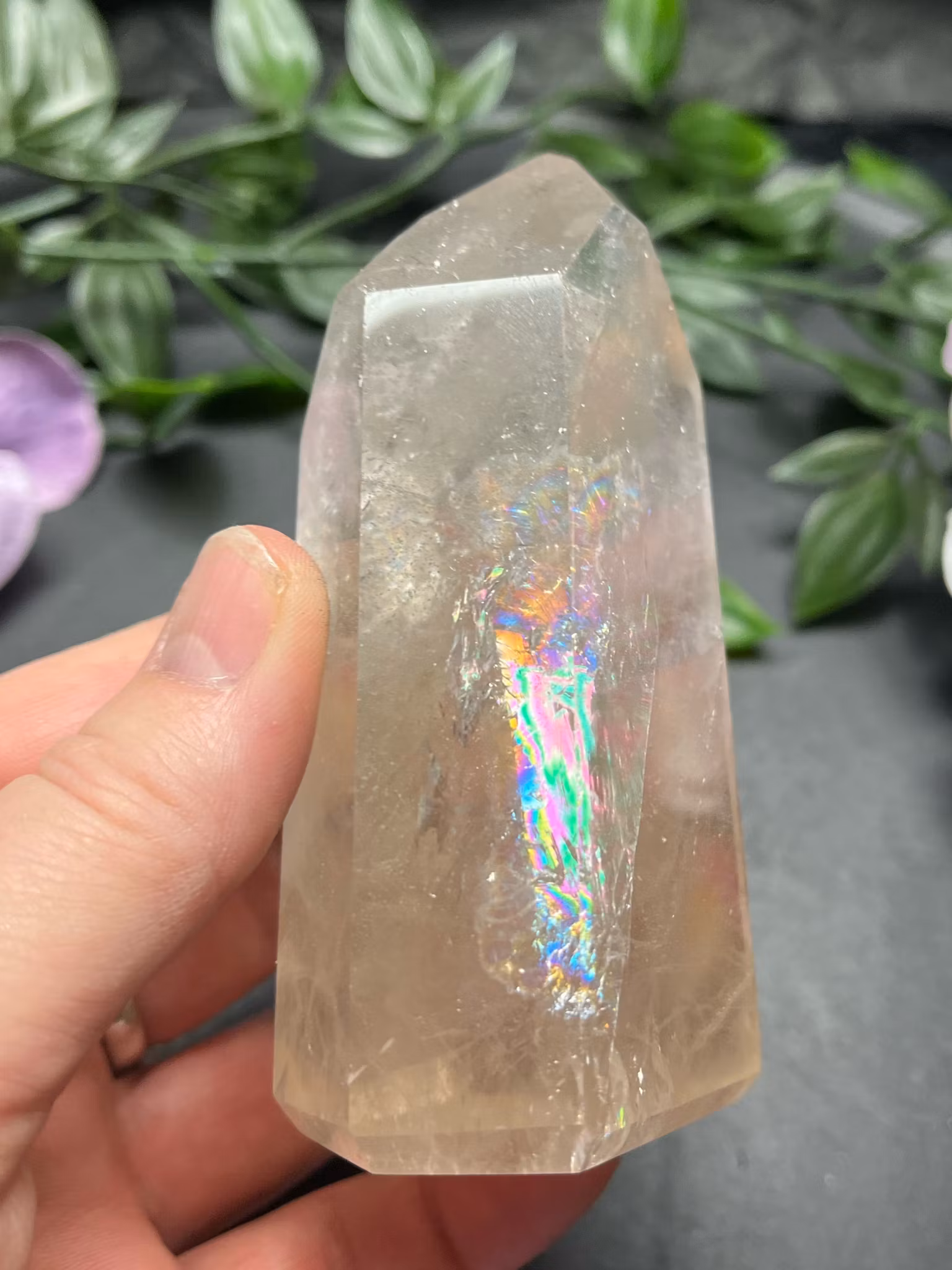 Bergkristall, Spets med inslag av rökkvarts #1