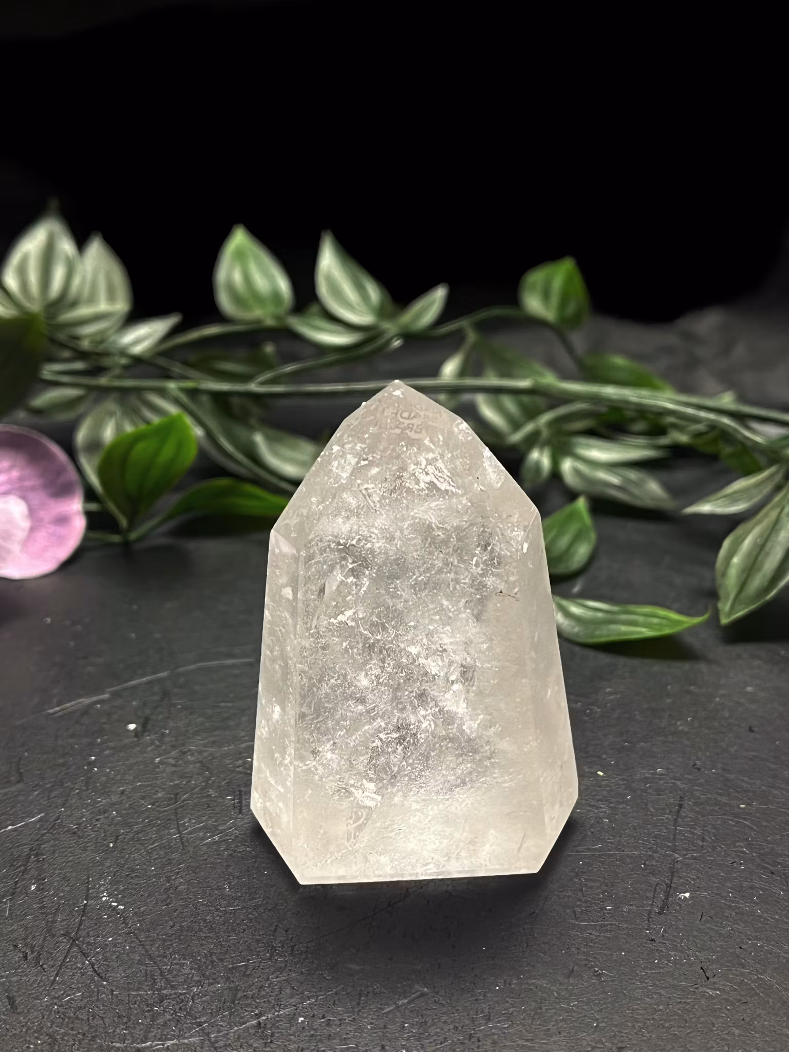 Bergkristall, Spets med inslag av rökkvarts #6