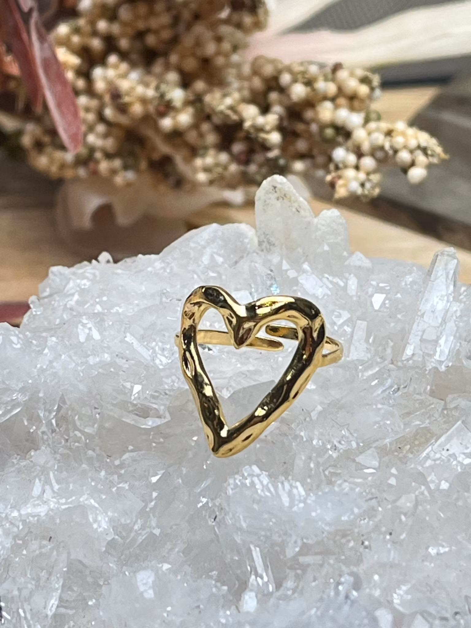 Justerbar ring i rostfritt stål hjärta