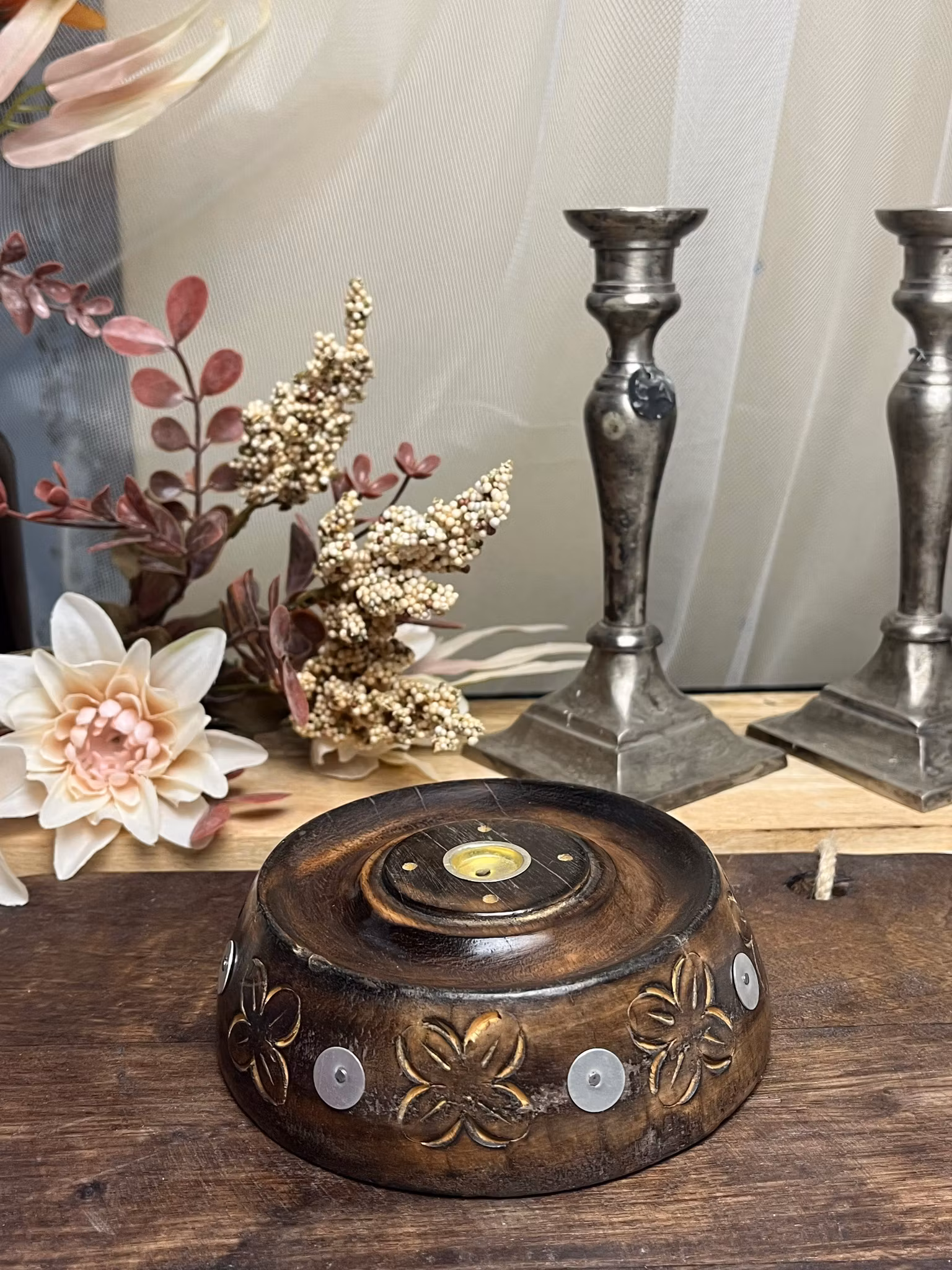 Rökelsehållare mangoträd rund