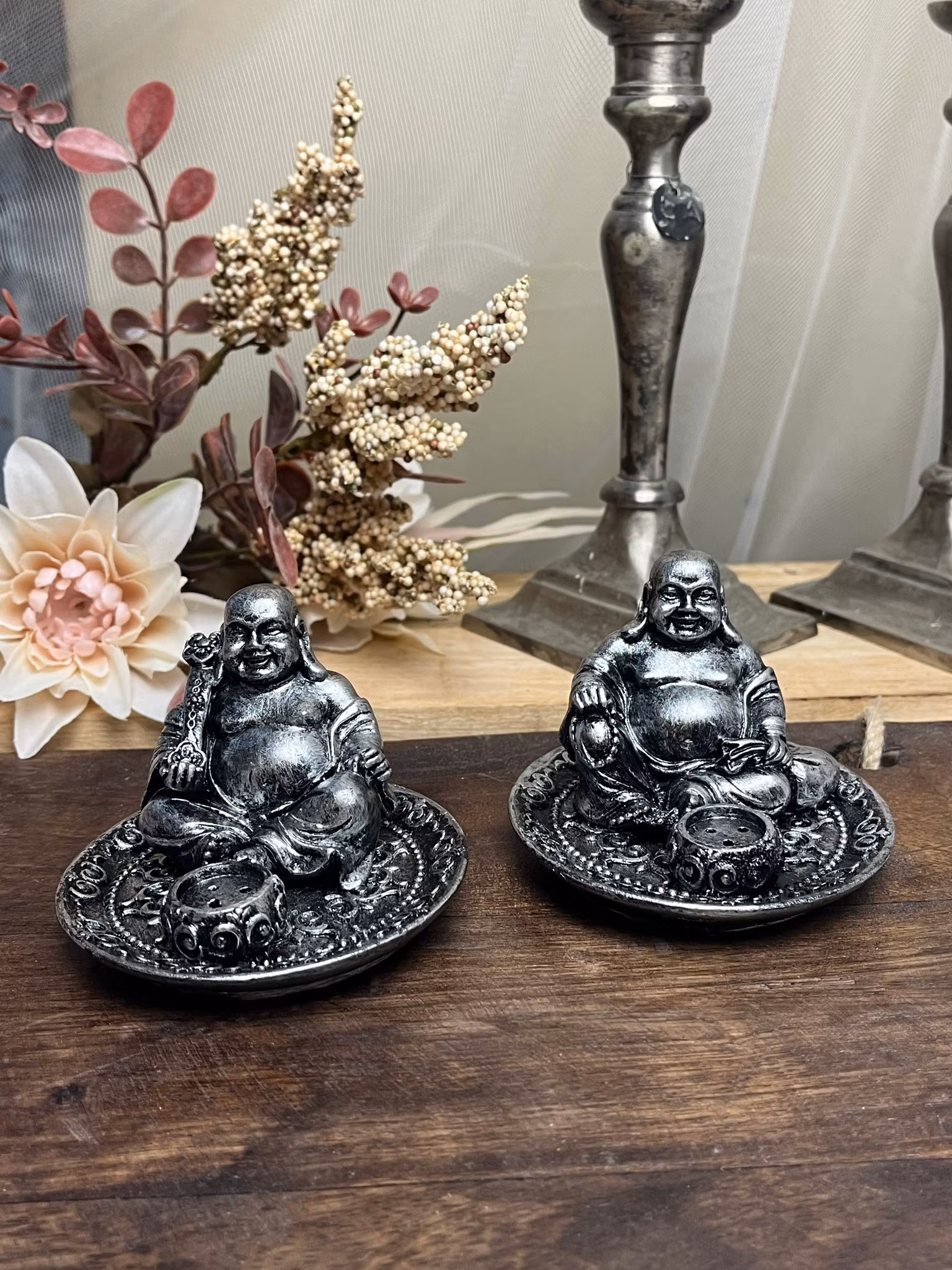 Rökelsehållare, Happy Buddha silver