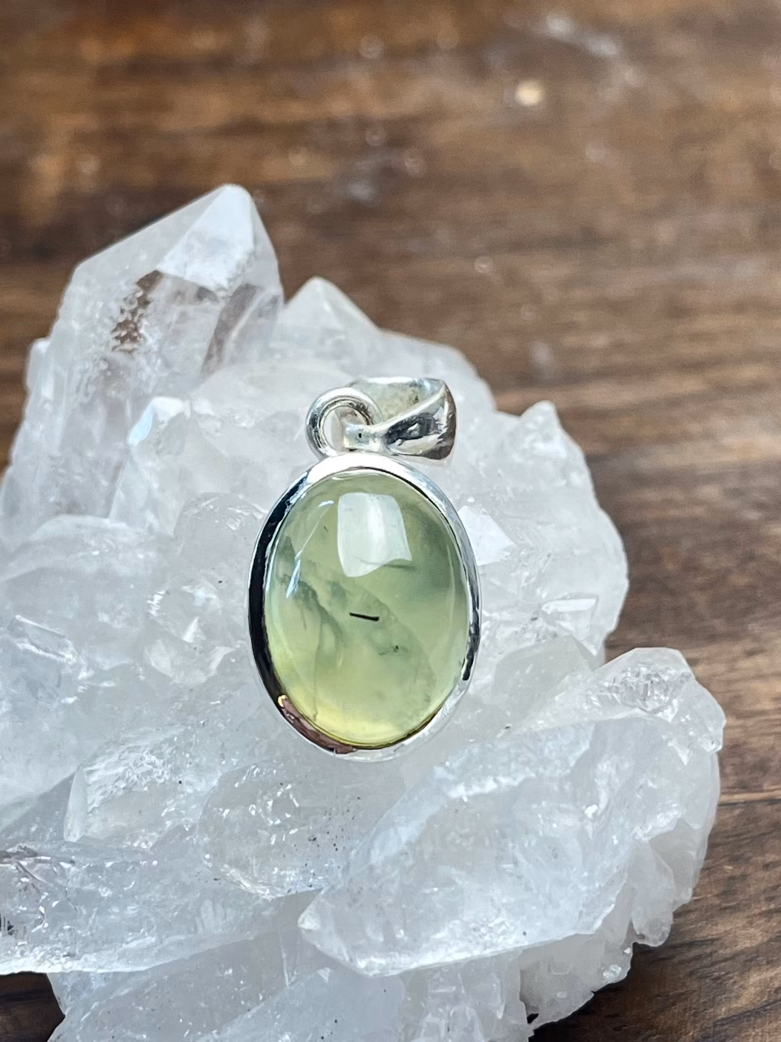 Prehnit hänge sterling silver
