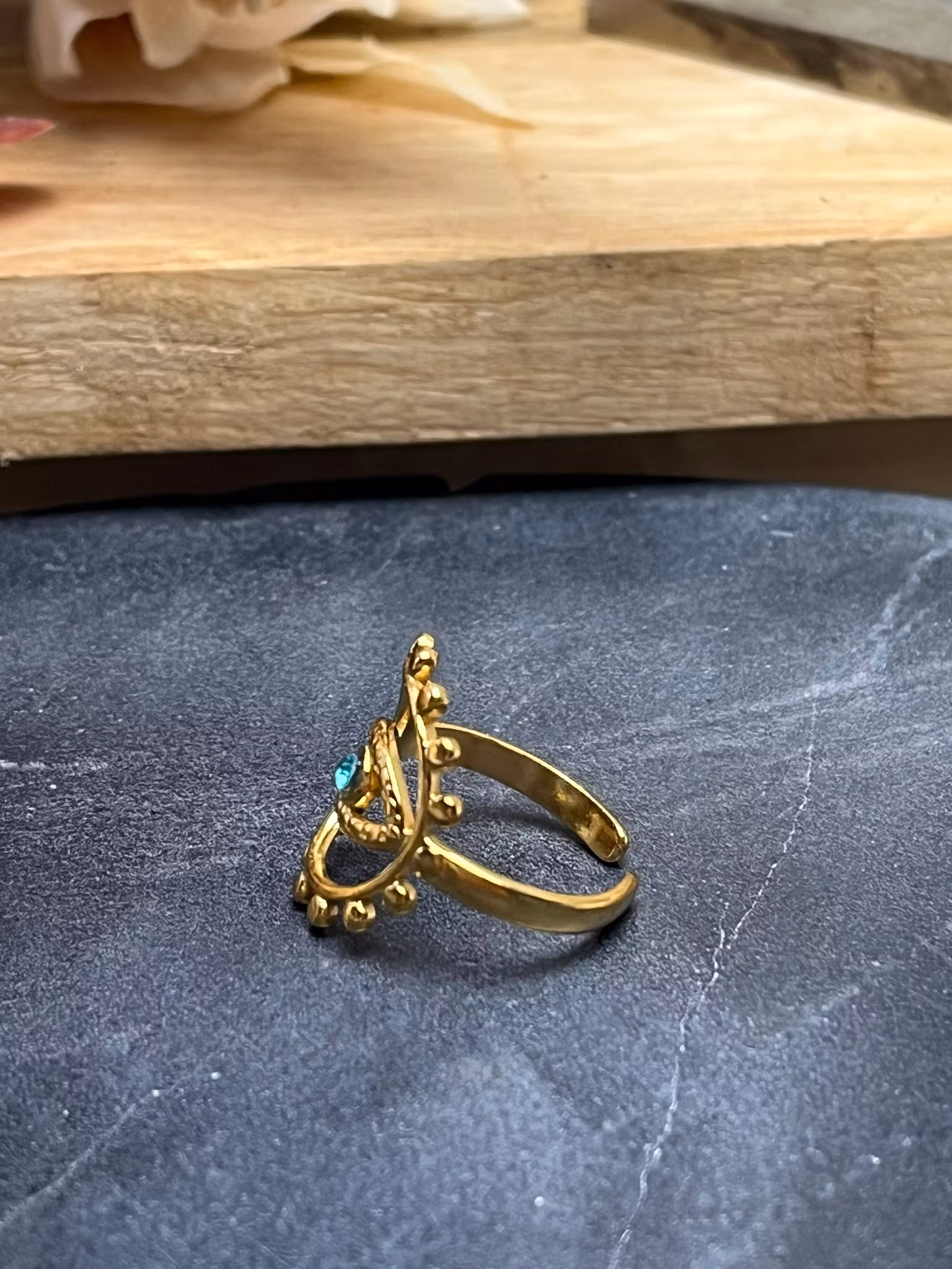 Justerbar ring i rostfritt stål evil eye