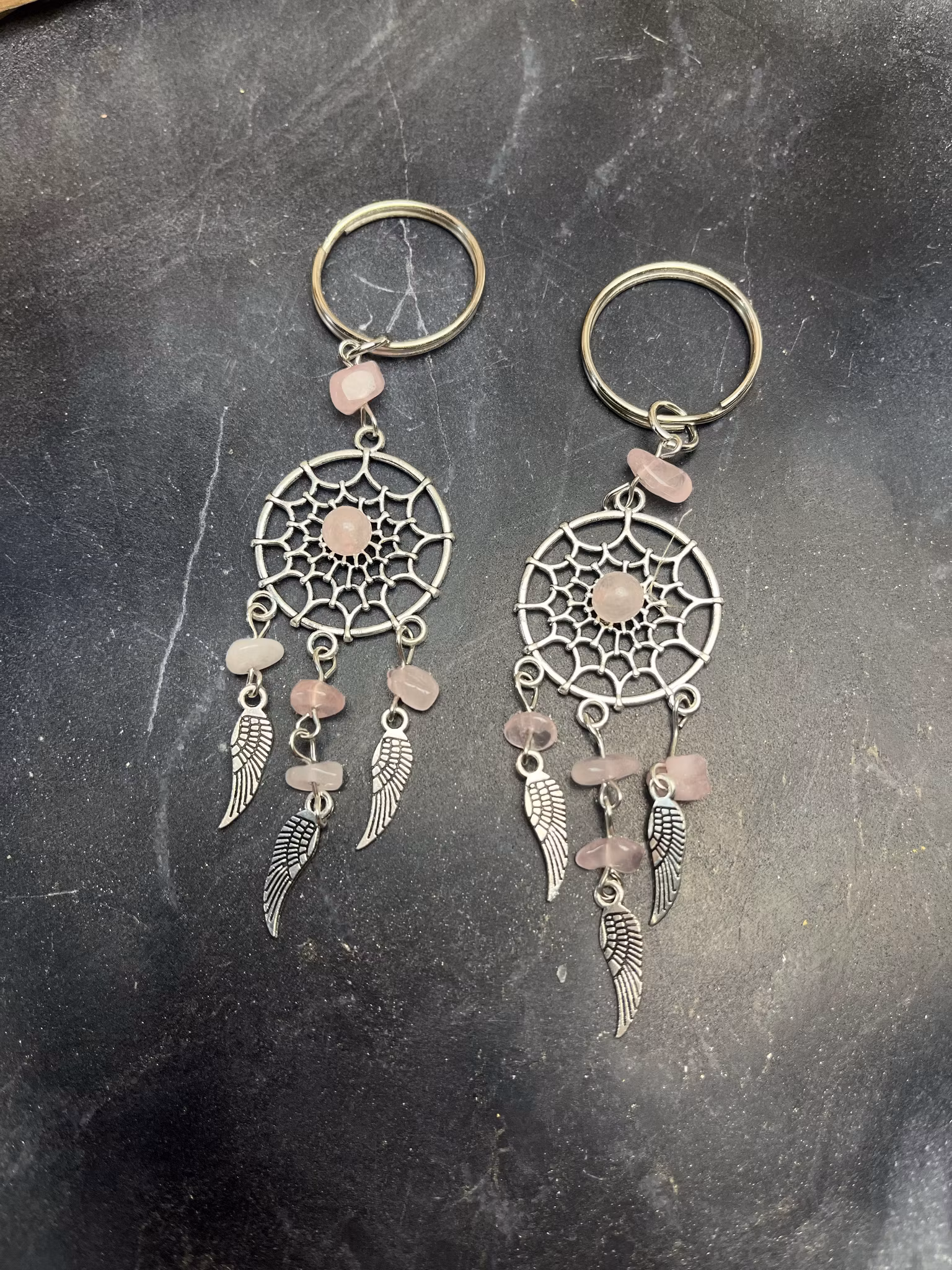 Nyckelring drömfångare rosenkvarts