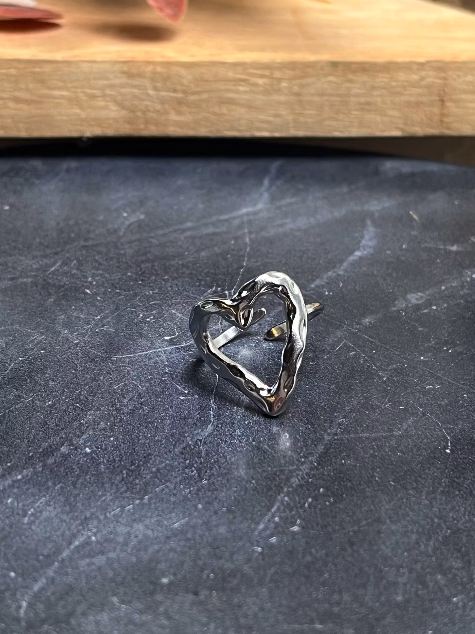 Justerbar ring i rostfritt stål  ”silver” hjärta