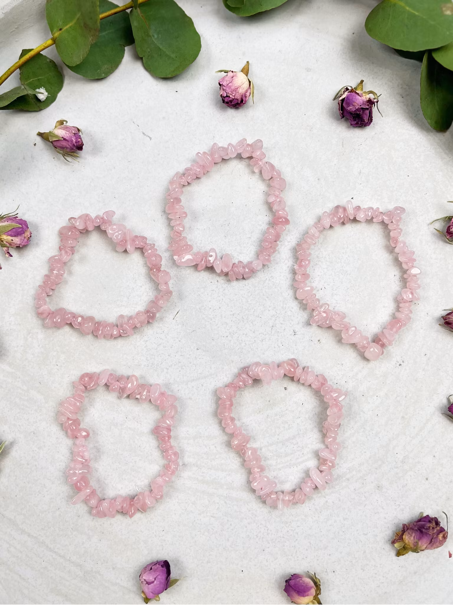 Rosenkvarts, chipsarmband