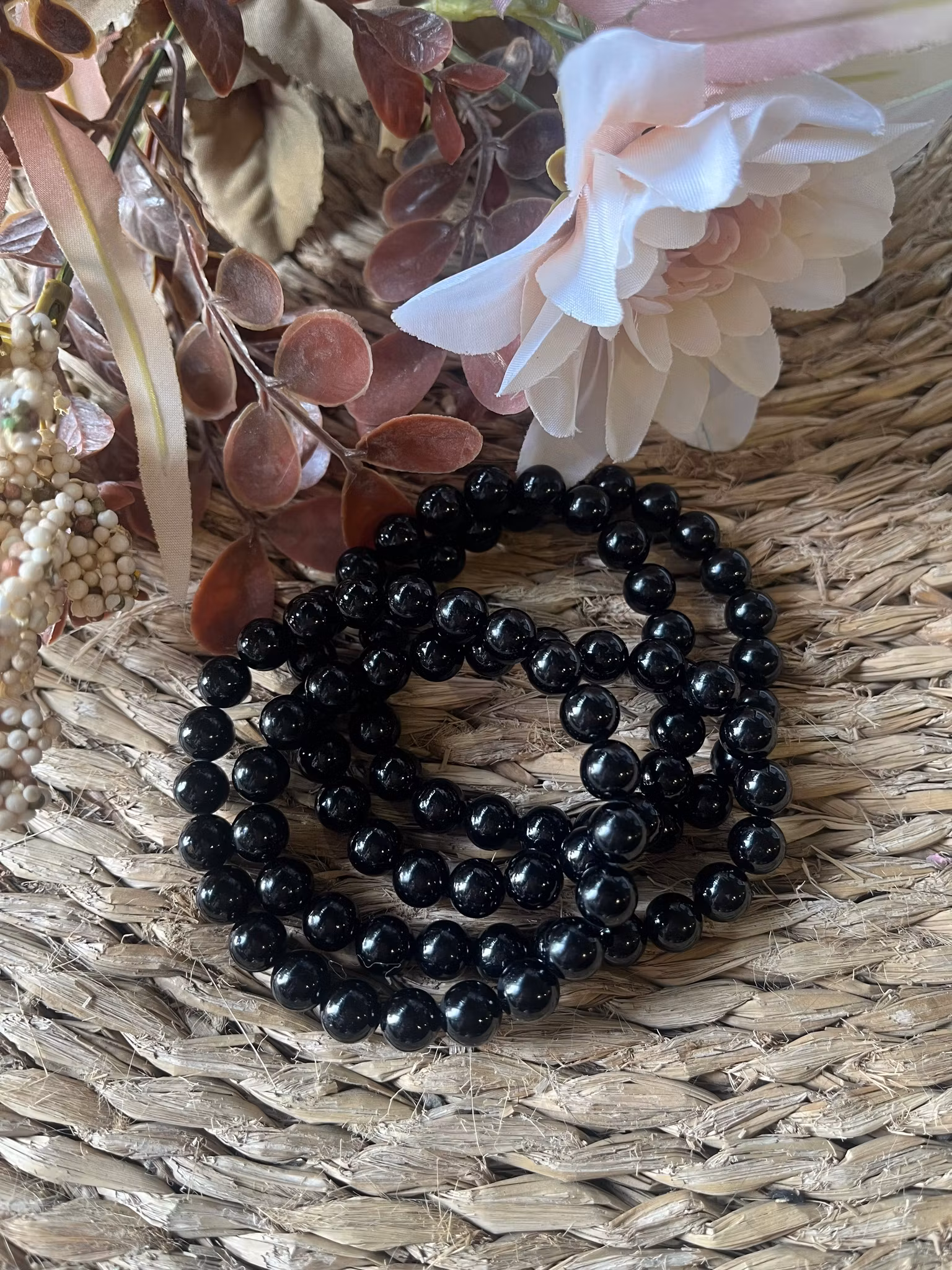 Turmalin, Svart Armband Rund 8 mm