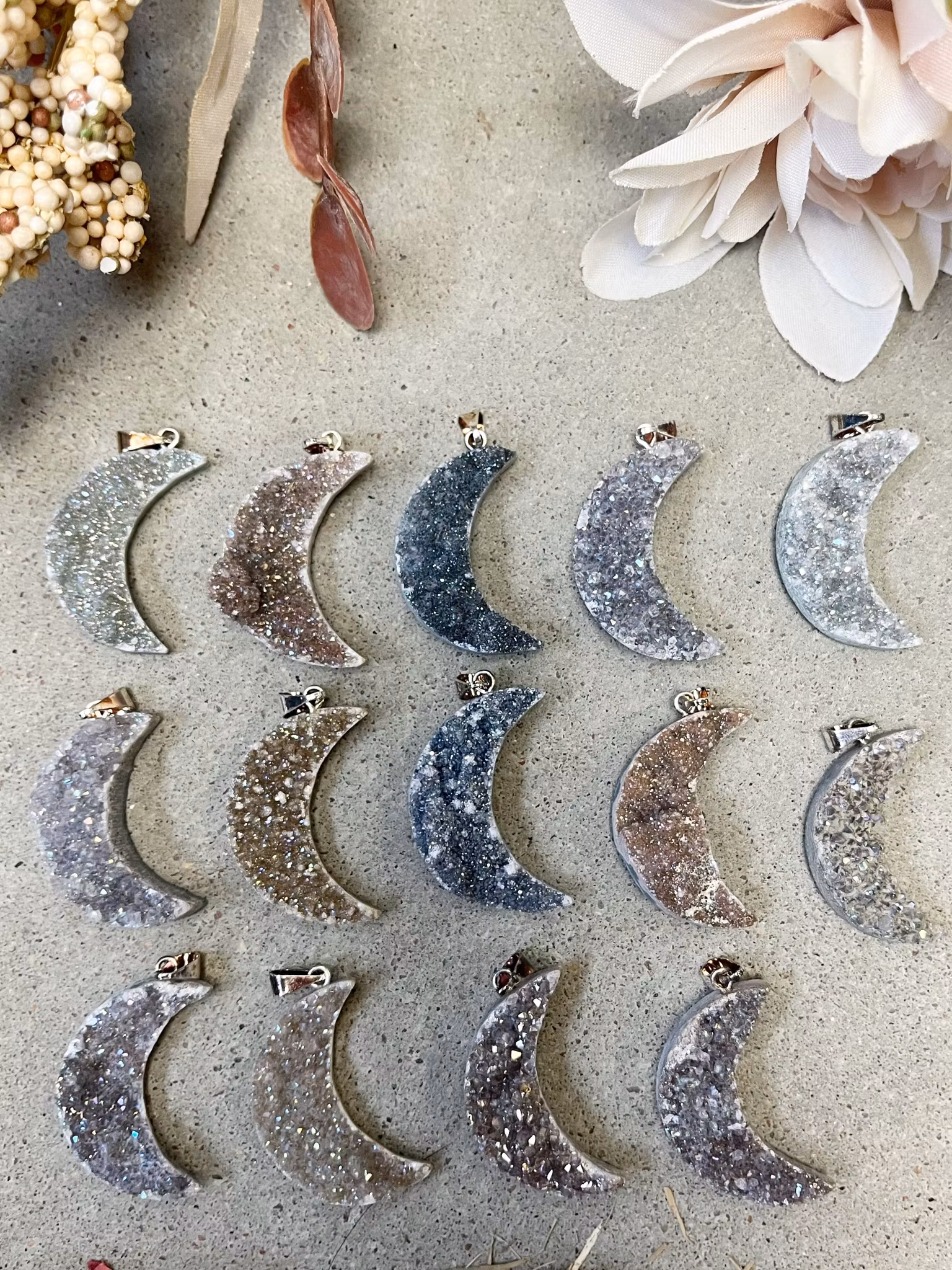 Ametist aura hänge druzy måne