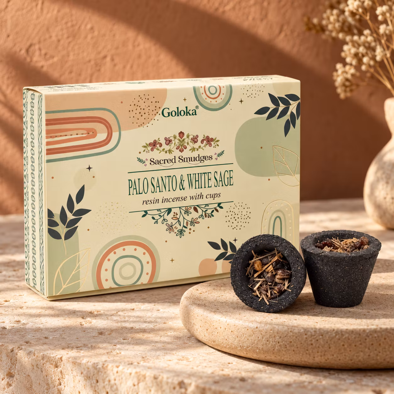 Rökelsekoppar Palo Santo & Vit Salvia – Goloka Sacred Smudges