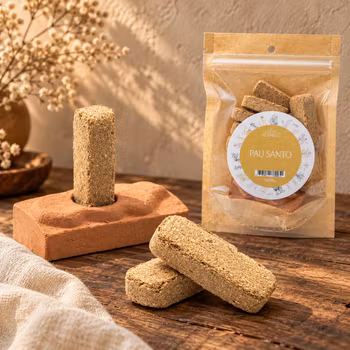 Rökelseblock Palo Santo med keramisk rökelsehållare
