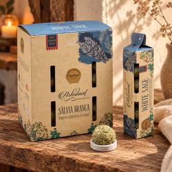 Pure Soul Rökelsebollar – Vit salvia, 5 st med hållare