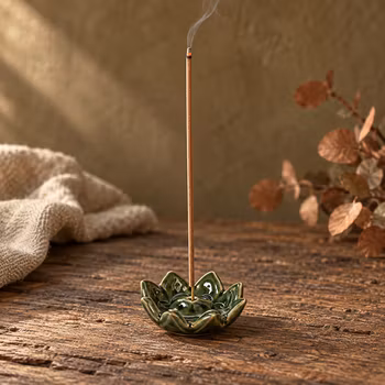 Rökelsehållare Lotus i keramik - Grön