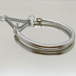 Del Mar Martingale Halvstryp Halsband Metallic Silver