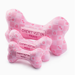 HAUTEDIGGITY DOGTOYS - PINK CHEWY VUITON BONE SMALL