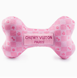 HAUTEDIGGITY DOGTOYS - PINK CHEWY VUITON BONE SMALL