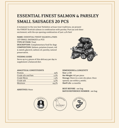 ESSENTIAL FINEST SALMON AND PARSLEY SMALL SAUSAGES 20stk