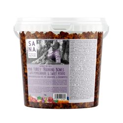 SANADOG Mini kalkon träningssnacks med sötpotatis och granatäpple 1 kg-hink