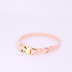 EQUIROPES - Biothane Halsband med fläta - Nude/Guld