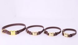 EQUIROPES - Biothane Halsband med fläta - Brun/Guld