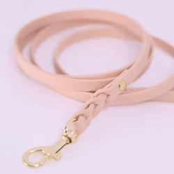 EQUIROPES - Biothane Koppel med fläta - Nude/Guld