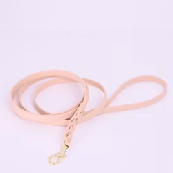 EQUIROPES - Biothane Koppel med fläta - Nude/Guld