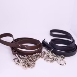 EQUIROPES - Biothane Grimskaft Kedja Svart/Brun - Silver