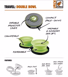 Kiwi Walker - Dubbel Reseskål Gul - Slow feeder