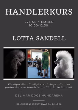 HANDLERKURS 2,5H FÖR LOTTA SANDELL 10.00 - 12.30 - 27e SEP