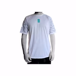 Recycled Performance T-shirt - White with Swirl Sleeve (MISPRINT LOGO)