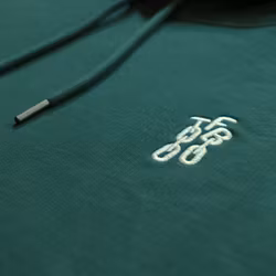 100% Cotton Eco Hoodie - Mineral Green - White Embroidery