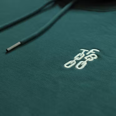 100% Cotton Eco Hoodie - Mineral Green - White Embroidery