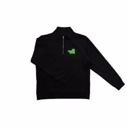 Eco Quarter Zip Sweatshirt - Black - Green Print