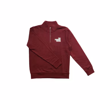 Eco Quarter Zip Sweatshirt - Red - White/Grey Print