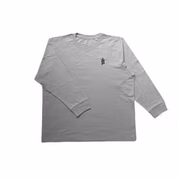 Relaxed Heavy Eco Long Sleeve T-shirt - Grey - Black Embroidery