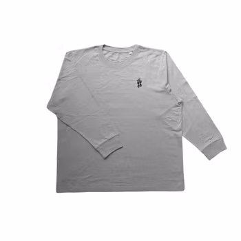 Relaxed Heavy Eco Long Sleeve T-shirt - Grey - Black Embroidery