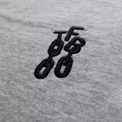 Relaxed Heavy Eco Long Sleeve T-shirt - Grey - Black Embroidery