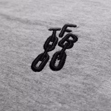 Relaxed Heavy Eco Long Sleeve T-shirt - Grey - Black Embroidery