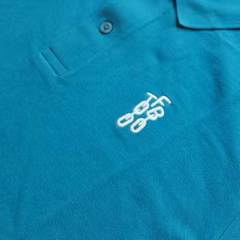 Light Cotton Eco Polo - Teal - White Embroidery