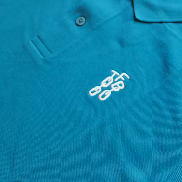 Light Cotton Eco Polo - Teal - White Embroidery