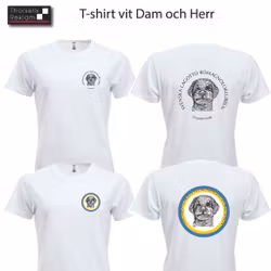 T-shirt svart eller vit Dam & Herr inkl brösttryck 8cm