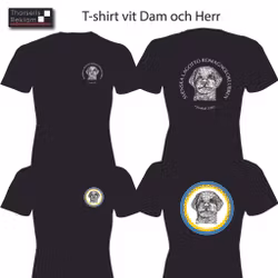 T-shirt svart eller vit Dam & Herr inkl brösttryck 8cm