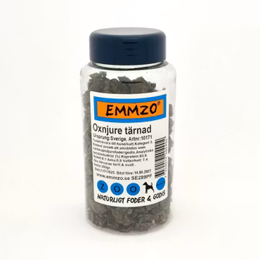 Emmzo Svenskt Hundgodis Oxnjure tärnad burk 300 g