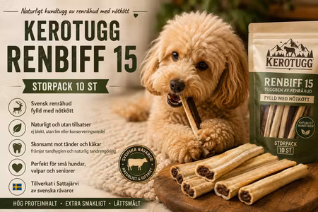 Kerotugg Svenskt Hundtugg Renbiff 15 Storpack 10 st