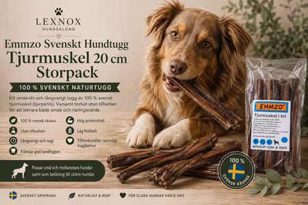 Emmzo Svenskt Hundtugg Tjurmuskel 20 cm (10-p/20-p) Storpack