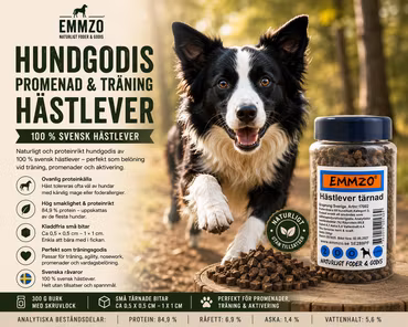 Emmzo Svenskt Hundgodis Hästlever 300 g (Burk)