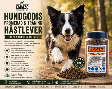 Emmzo Svenskt Hundgodis Hästlever 300 g (Burk)