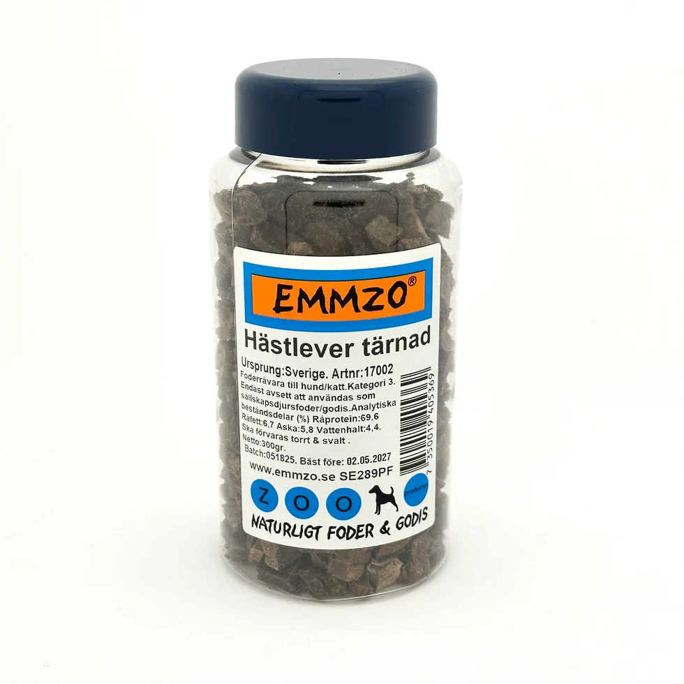 Emmzo Svenskt Hundgodis Hästlever 300 g (Burk)