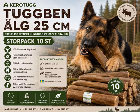 Kerotugg Svenskt Hundtugg Älg 25 Storpack 10st