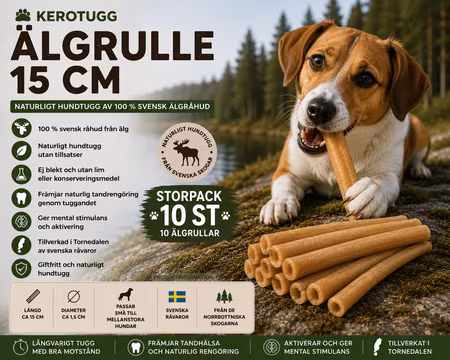 Kerotugg Svenskt Hundtugg Älg 15 Storpack 10 st