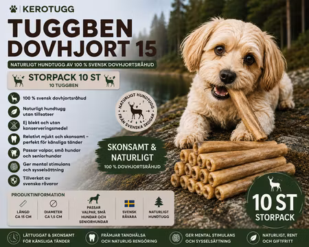 Kerotugg Svenskt Hundtugg Dovhjort 15 Storpack 10 st